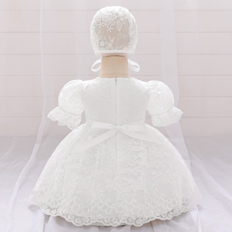 Embroidery Mesh Bow Short Sleeve Maxi Dresses - image 3