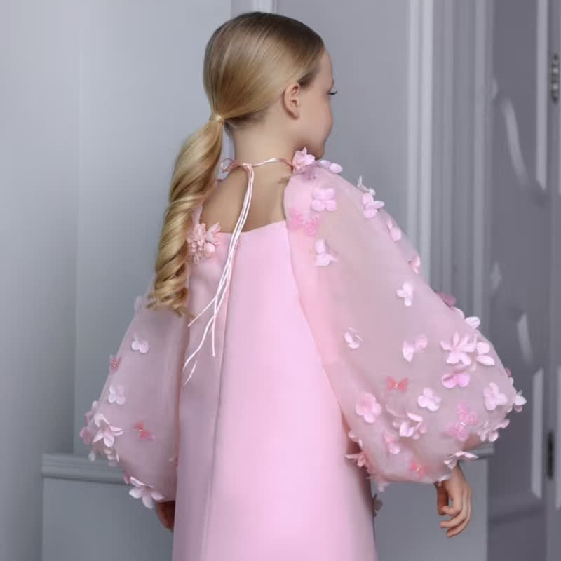 [Archive Sale] Organza Rosette Long Sleeve Midi Dresses - image 4