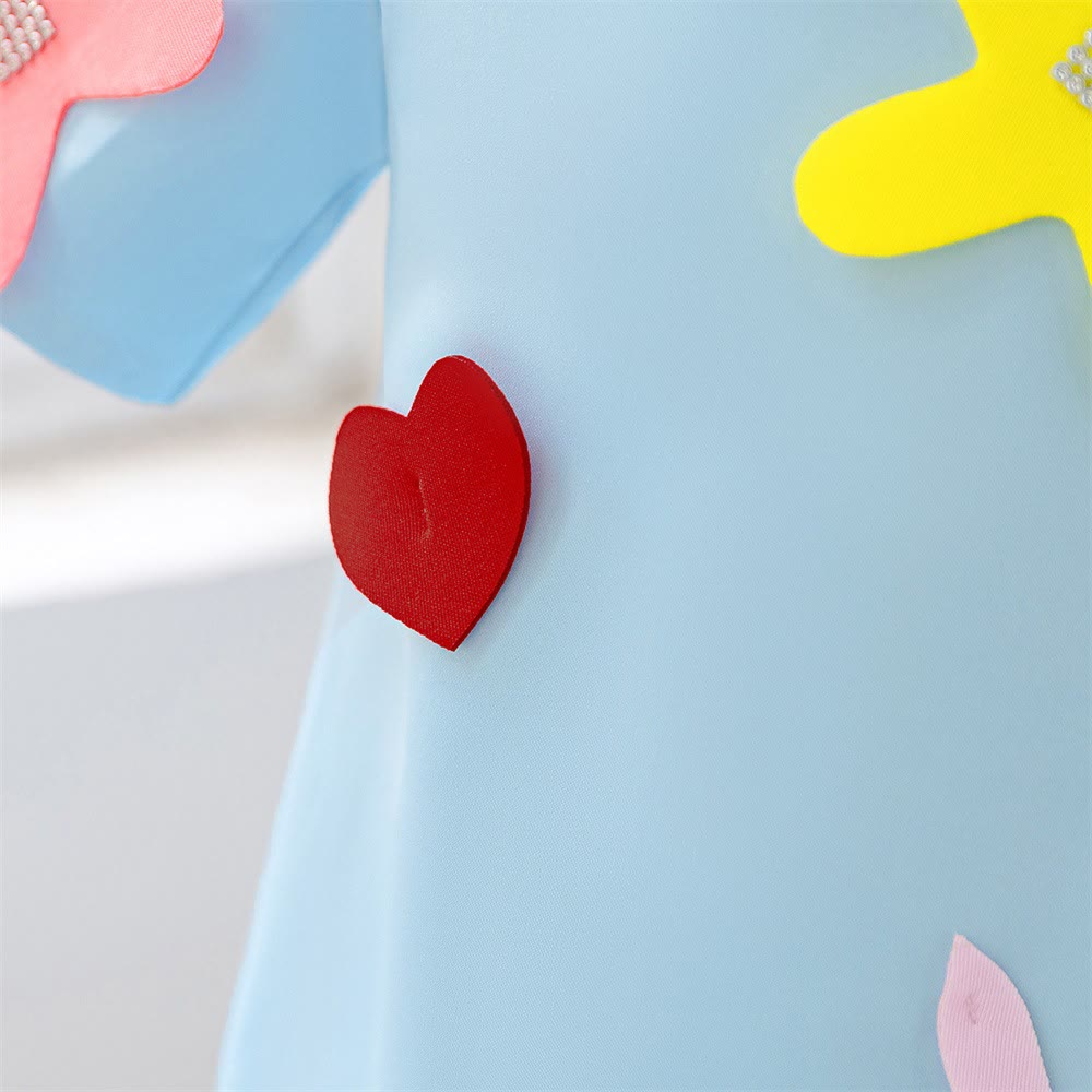 Satin Applique Short Sleeve Midi Dresses - image 12