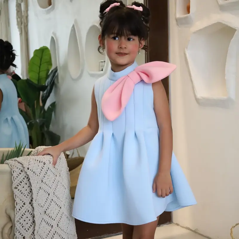SCUBA KNIT Bow Sleeveless Short Dresses - image 5