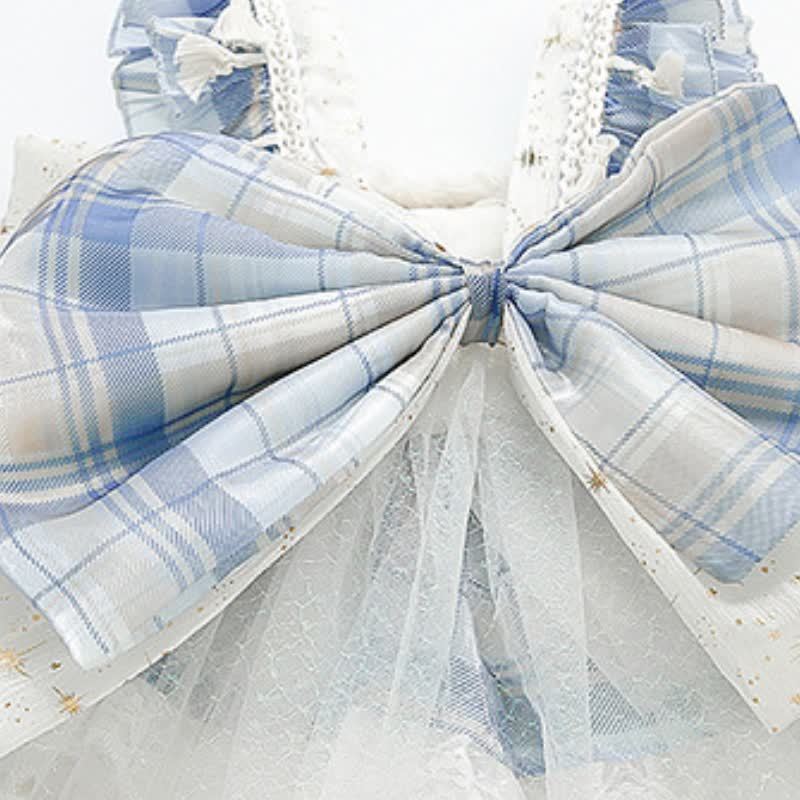 Chemical Fiber Blend Fuzzy Ball  Lace Edge  Bow  Embroidery Sleeveless Short Dresses - image 10