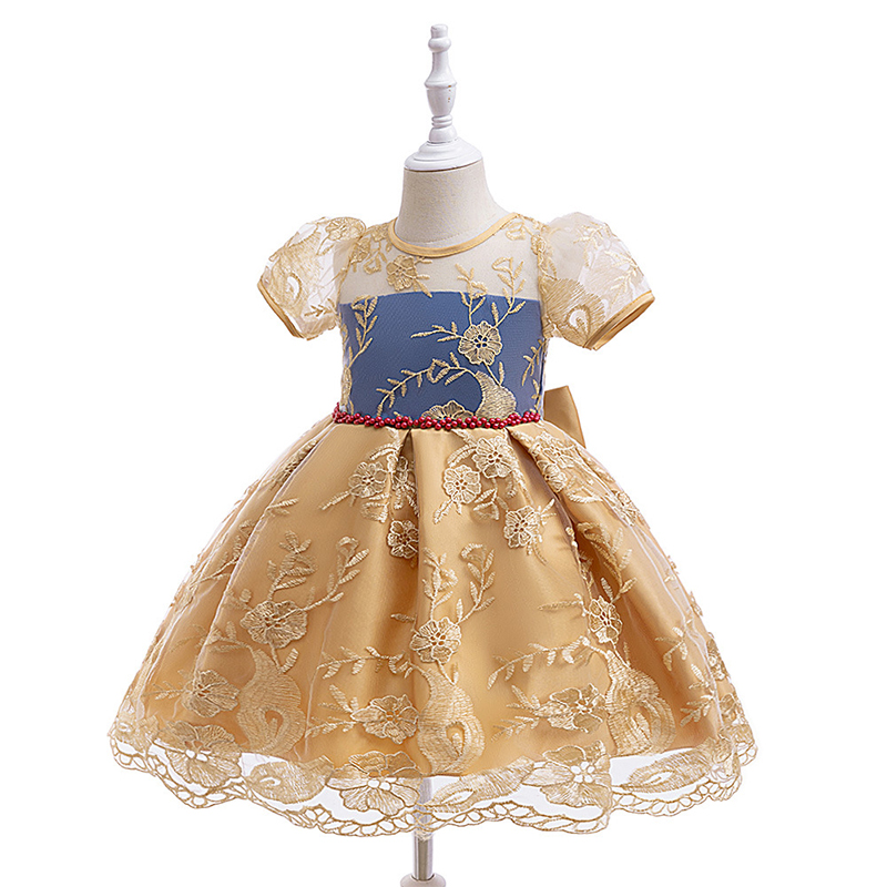 Mesh Lace Bow Lace Imitation Pearls Short Sleeve Mid-long Dresses - image 34