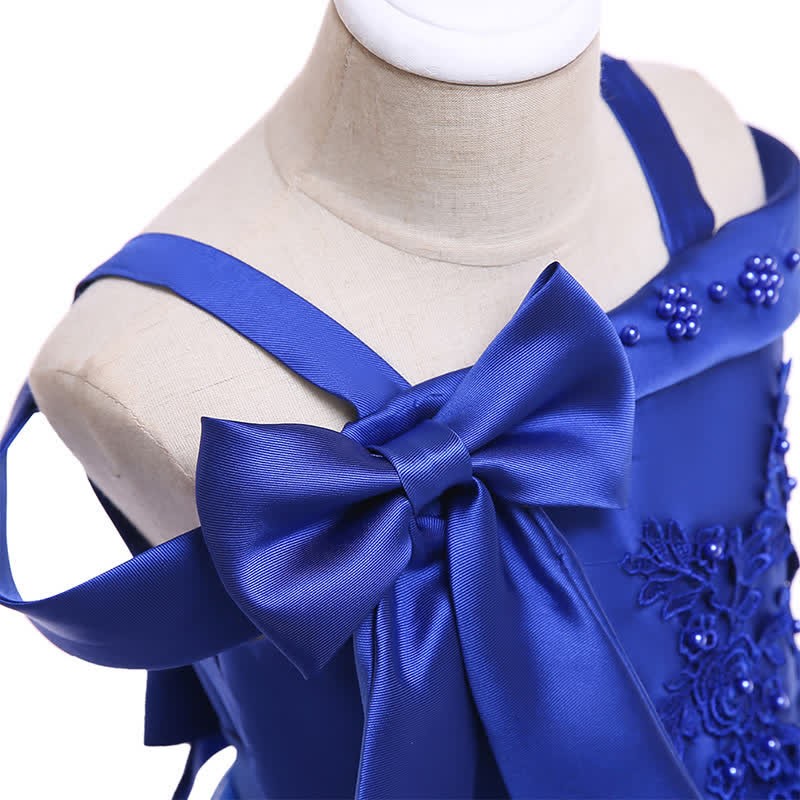 Mesh Bow Pearl Floral-embroidered Sleeveless Maxi Dresses - image 12