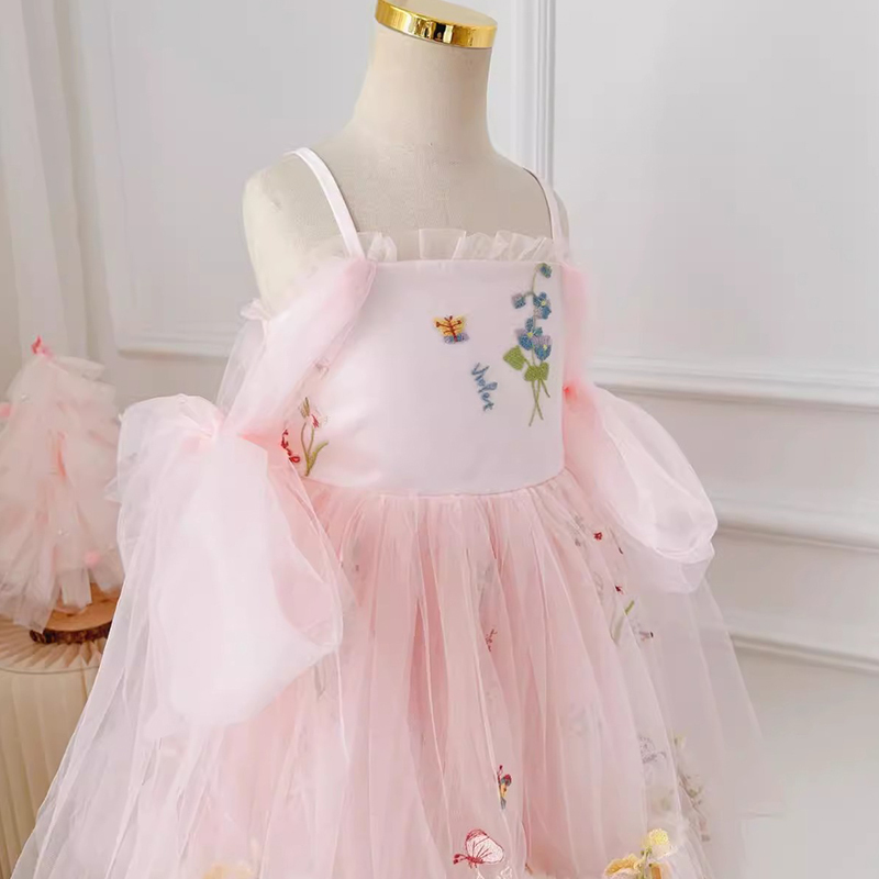 Mesh Floral-embroidered Sleeveless Mid-long Dresses - image 33