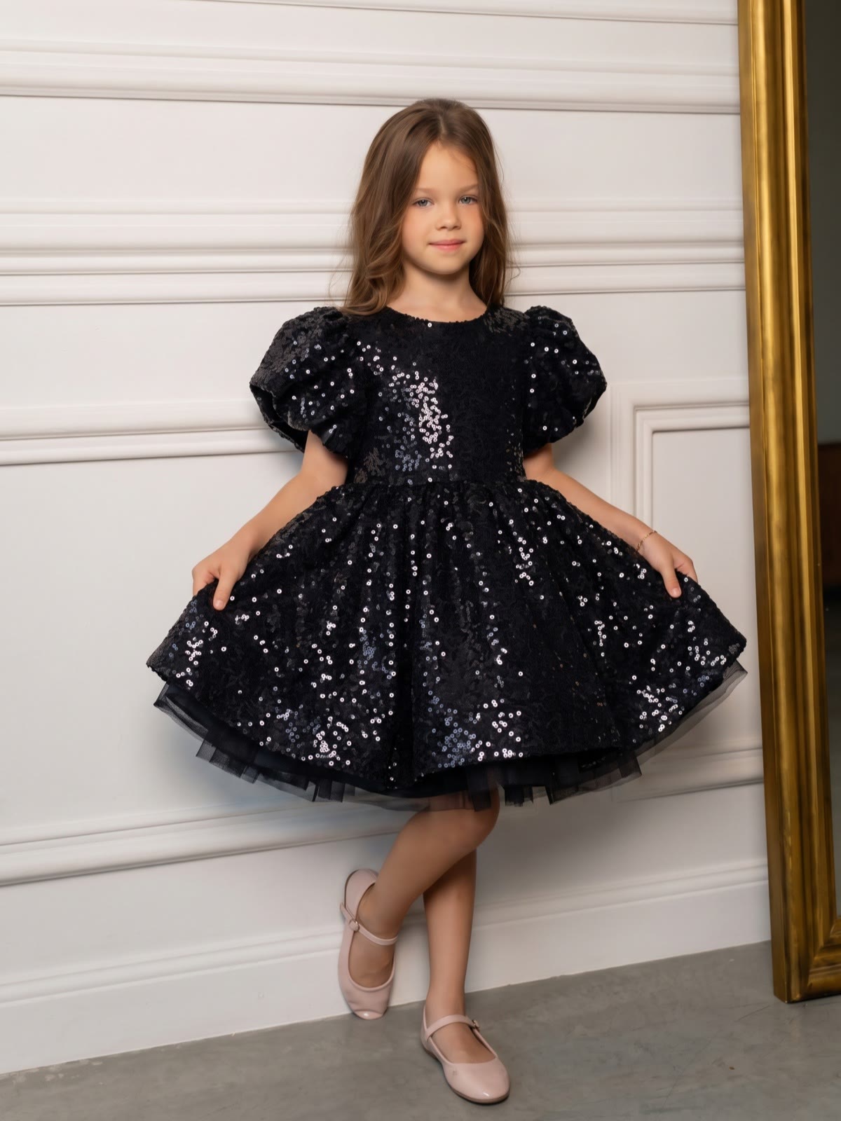 Glitter Bow Short Sleeve Short Dresses - image 4