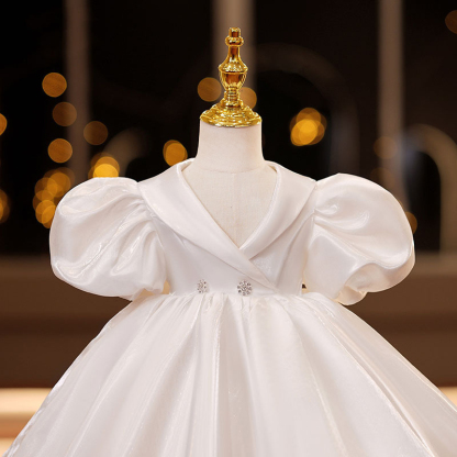 Satin Bow Short Sleeve Midi Dresses - image 4