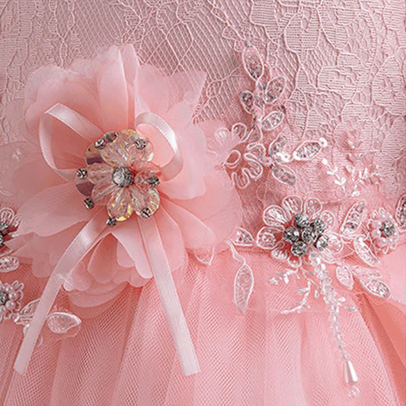 Organza Lace Bow Rosette Short Sleeve Maxi Dresses - image 24