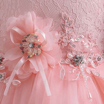 Organza Lace Bow Rosette Short Sleeve Maxi Dresses - image 24