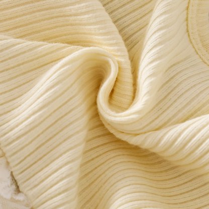 100% Cotton Split Joint Rosette Cap Sleeve Midi Bodysuit - image 11