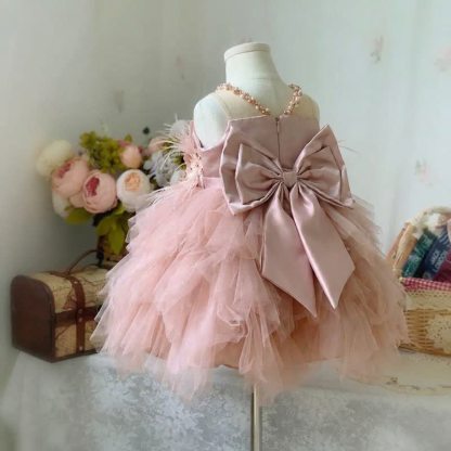 Mesh Rosette Pearl Sleeveless Short Dresses - image 3