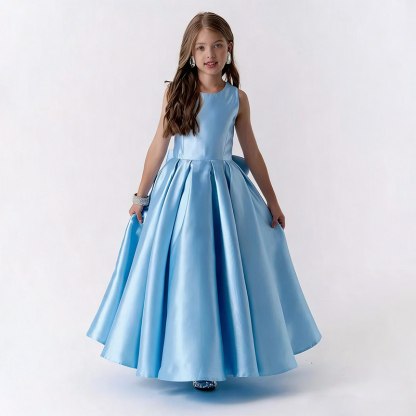 Satin Bow Sleeveless Maxi Dresses - image 11