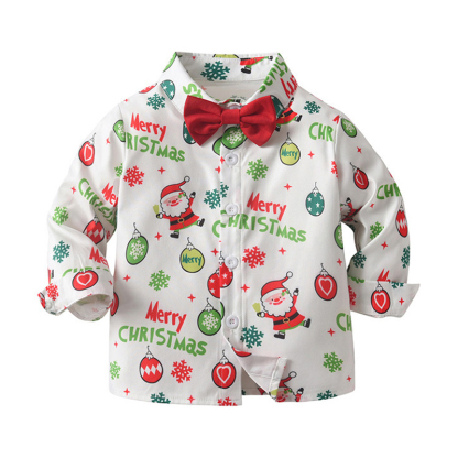 [Archive Sale] Chemical Fiber Blend Christmas Printing Long Sleeve Regular Dresses Two-piece Set - image 6