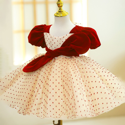 Velvet Bow Short Sleeve Midi Dresses - image 3