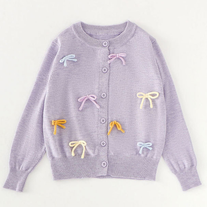 Acrylic Bow Long Sleeve Midi Two-piece Set - Purple Top - 140cm - image 3