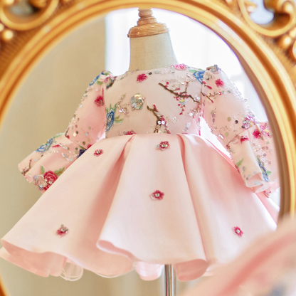 Satin Sequins Long Sleeve Midi Dresses - image 5