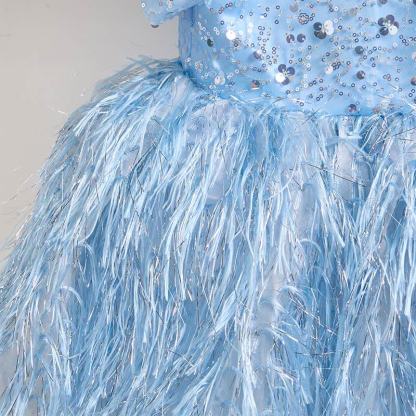 Beaded Tassel Puff Sleeve Mid-long Dresses - image 23