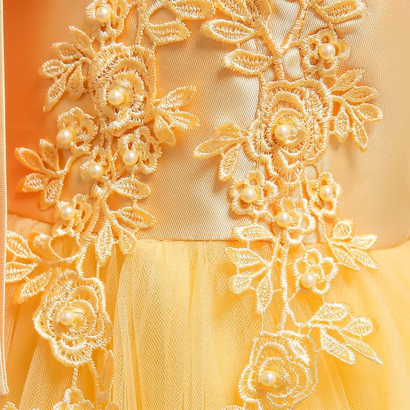 Mesh Bow Pearl Floral-embroidered Sleeveless Maxi Dresses - image 30