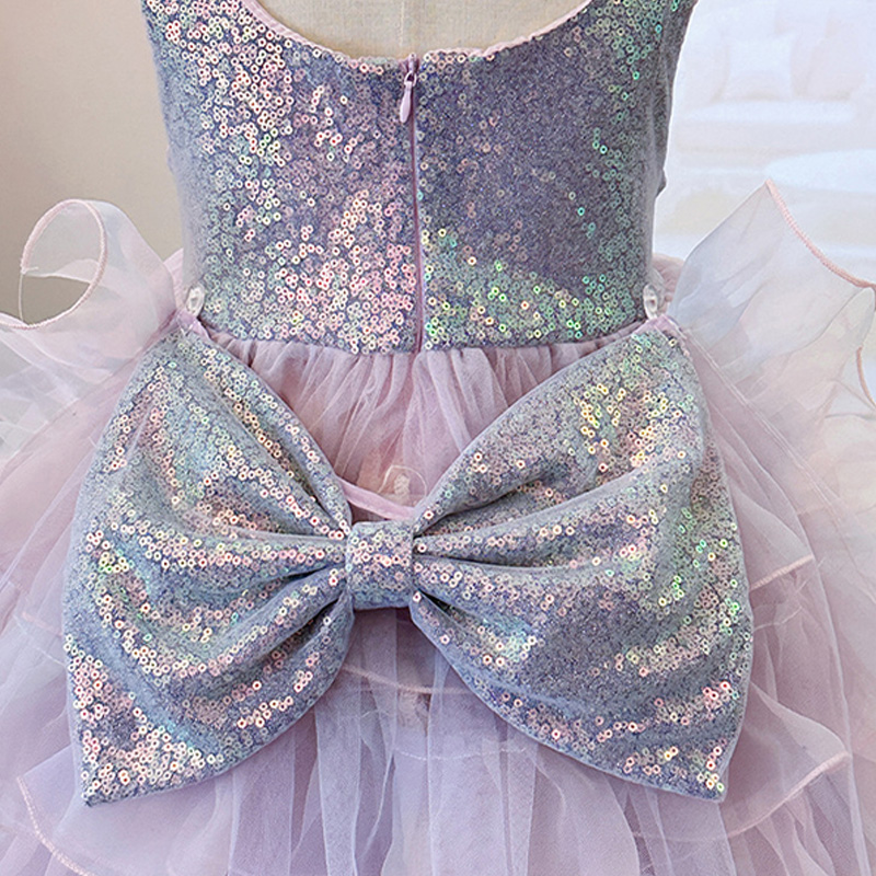 Glitter Folds Bow Sleeveless Regular Dresses - image 11