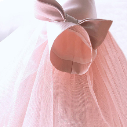 [Archive Sale] Satin Bow Imitation Pearls Long Sleeve Mid-long Dresses - image 10