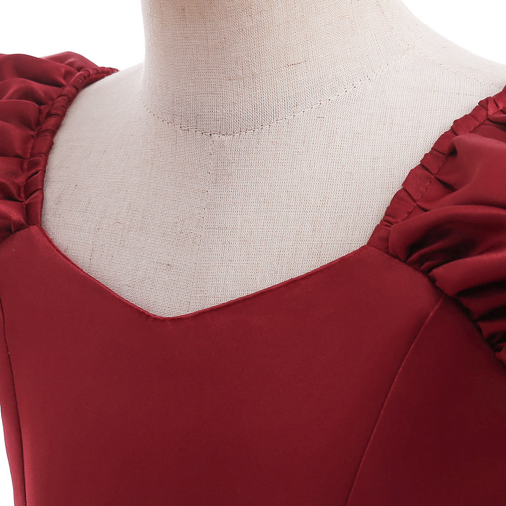 Satin Bow Long Sleeve Midi Dresses - image 12