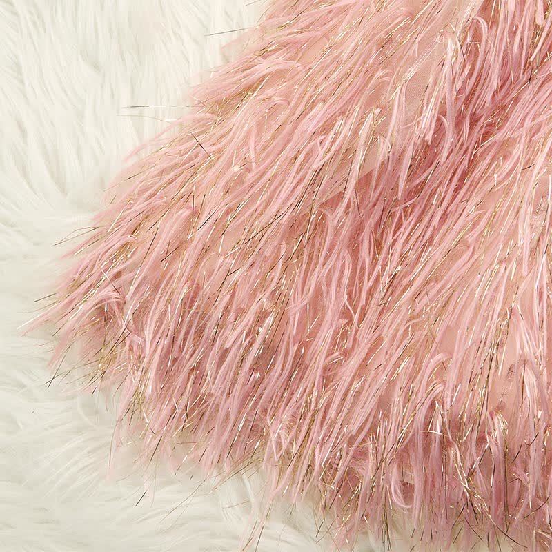 Beaded Tassel Puff Sleeve Mid-long Dresses - image 14