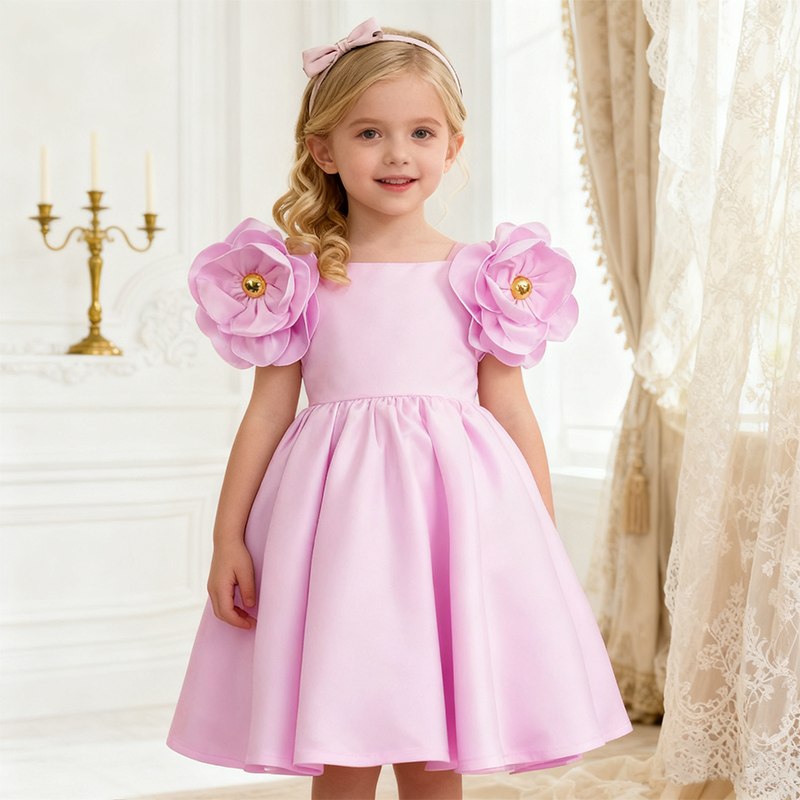 Satin Rosette Sleeveless Regular Dresses - image 5
