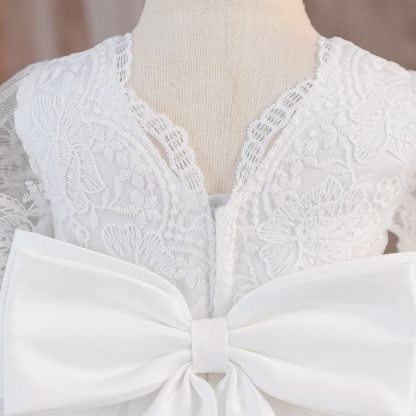 Mesh Bow Half Sleeve Midi Dresses - image 9