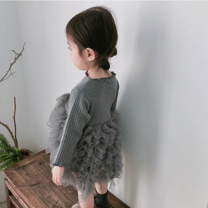 Mesh Folds Long sleeve Regular Dresses - image 40