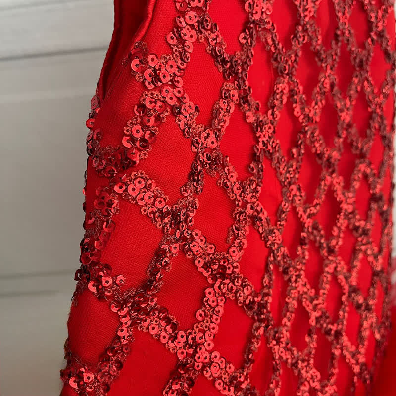 Sequins Bow Folds Sleeveless Midi Dresses - image 14