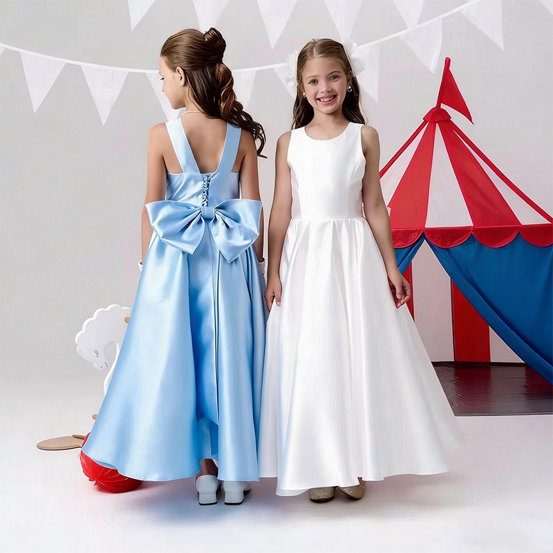 Satin Bow Sleeveless Maxi Dresses - image 7