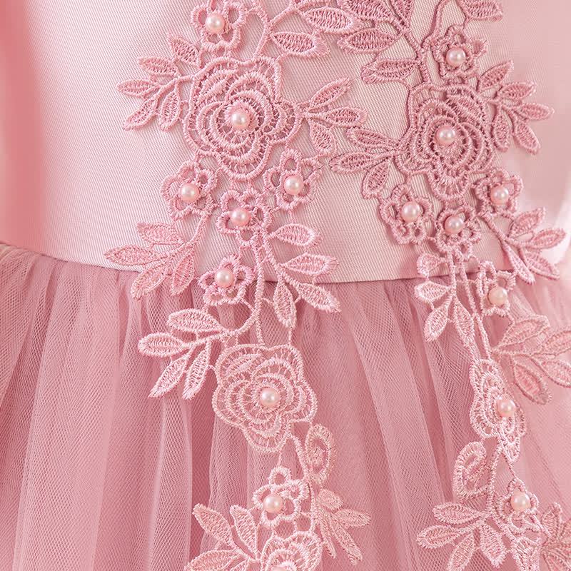 Satin & Mesh Bow Pearl Floral-embroidered Sleeveless Maxi Dresses - image 14