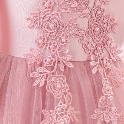 Satin & Mesh Bow Pearl Floral-embroidered Sleeveless Maxi Dresses - image 14