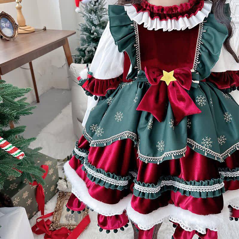 Velvet  Stitching Lace Split Joint Long Sleeve Midi Dresses - image 4