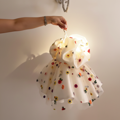 Satin Floral-embroidered Short Sleeve Midi Dresses - image 5