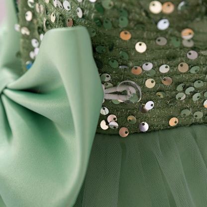 Sequins & Mesh Bow Sequins Short Sleeve Mid-long Dresses - image 46