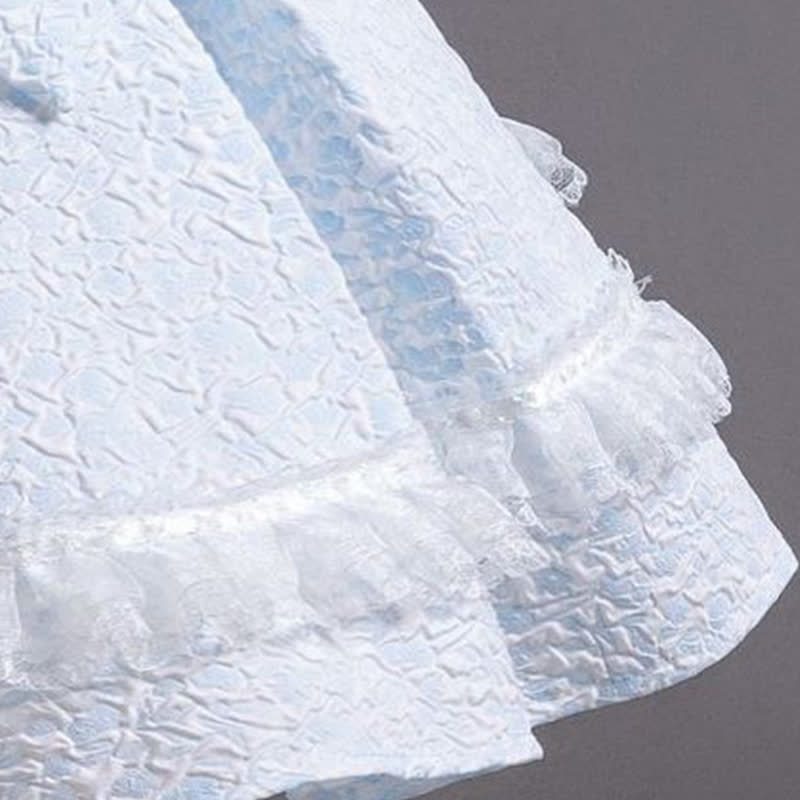 Chemical Fiber Blend Lace Bow Jacquard Short Sleeve Mid-long Dresses - image 15