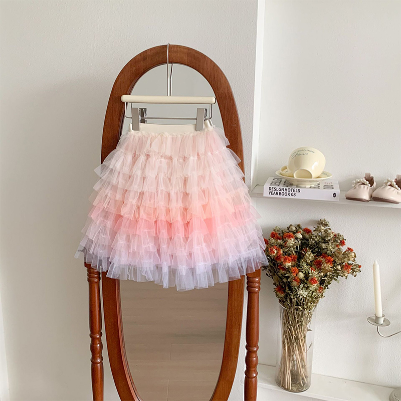 Mesh Folds Mid-long Skirts - image 3