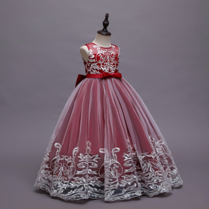 Mesh Lace Bow Lace Sleeveless Long Dresses - image 36