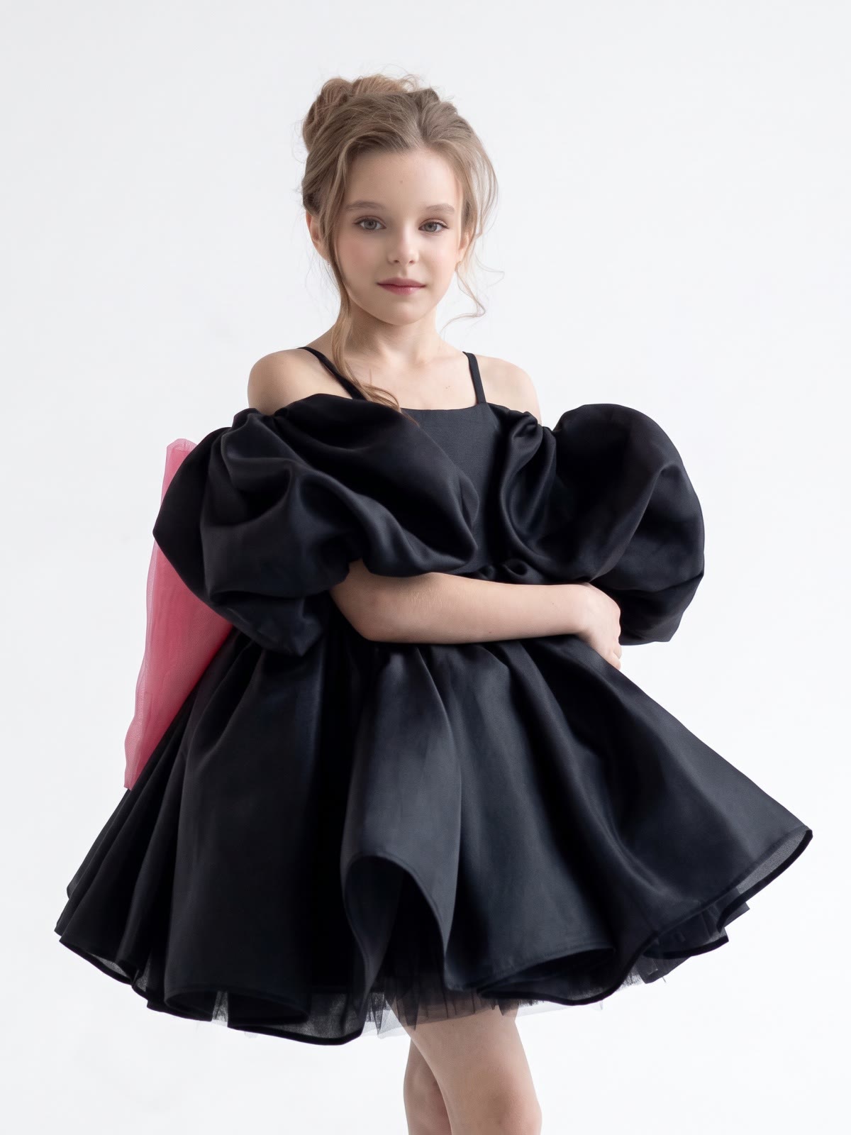Organza Bow Short Sleeve Short Dresses - image 4
