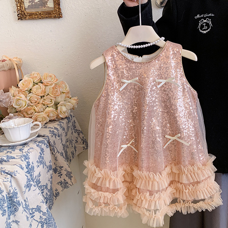 [Archive Sale] Sequins Bow Folds Sequins Sleeveless Mid-long Dresses - image 12