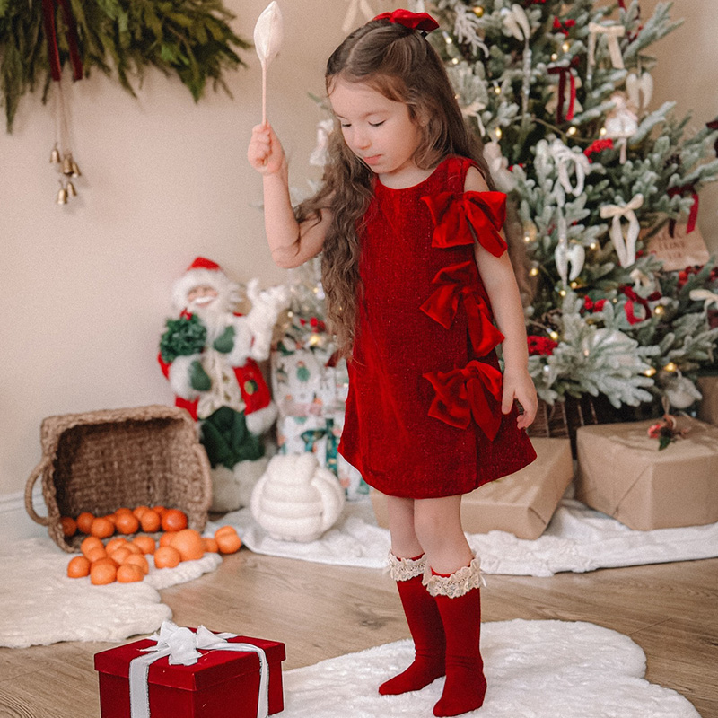 Velvet Bow Sleeveless Midi Dresses - image 1