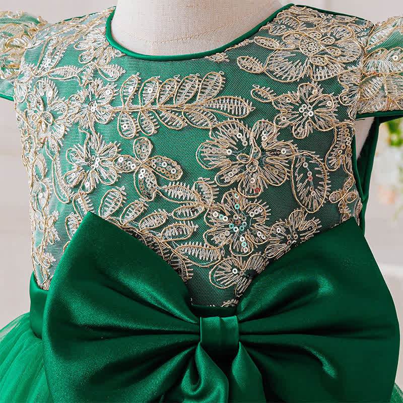 Mesh Lace Bow Long Sleeve Maxi Dresses - image 28