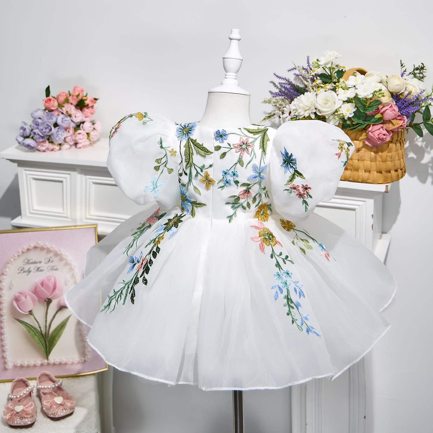 Organza Applique Short Sleeve Midi Dresses - image 7
