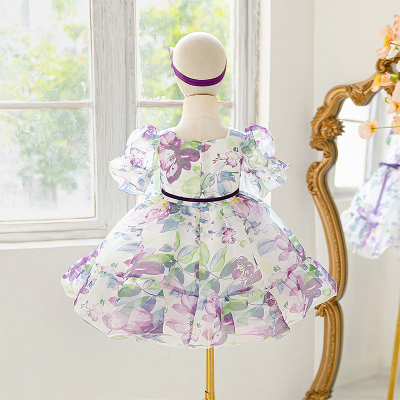 Organza Bow Printing Short Sleeve Midi Dresses - image 6