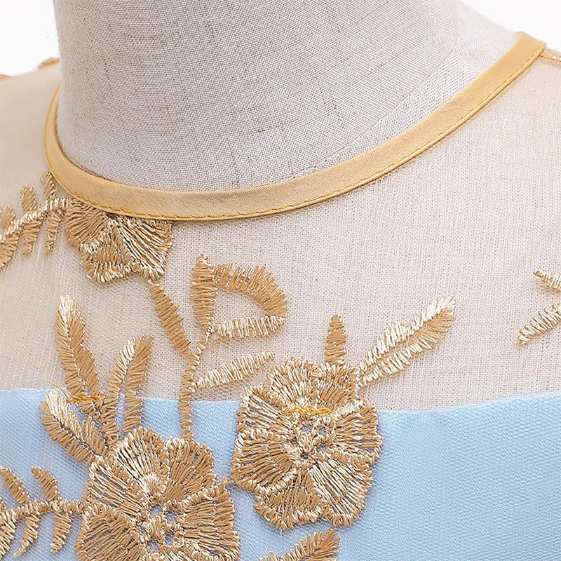 Mesh Lace Bow Lace Imitation Pearls Short Sleeve Mid-long Dresses - image 5