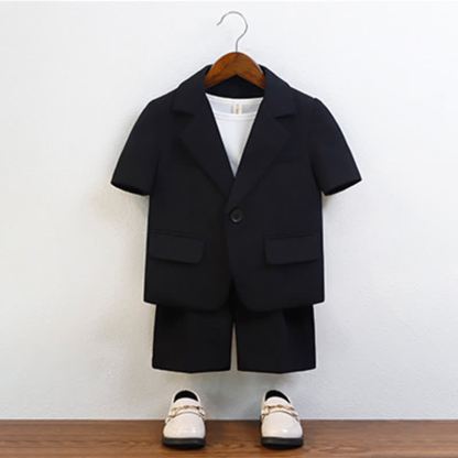 Chemical Fiber Blend Button Pocket Stitching Short Sleeve Shorts Two-piece Set - image 11