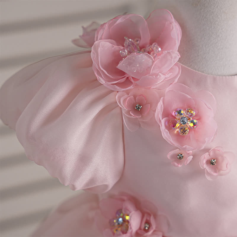 Organza Rosette Short Sleeve Mid-long Dresses - image 9