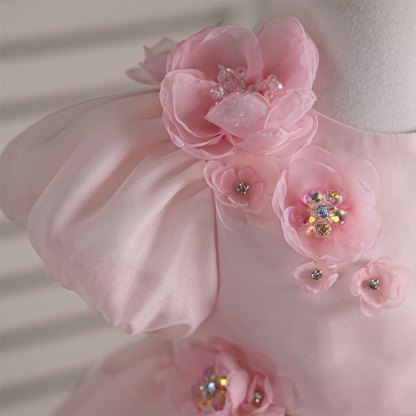 Organza Rosette Short Sleeve Mid-long Dresses - image 9