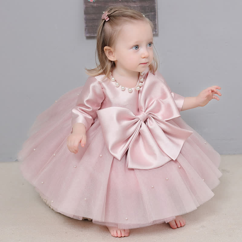 Satin Bow Long Sleeve Midi Dresses - image 3