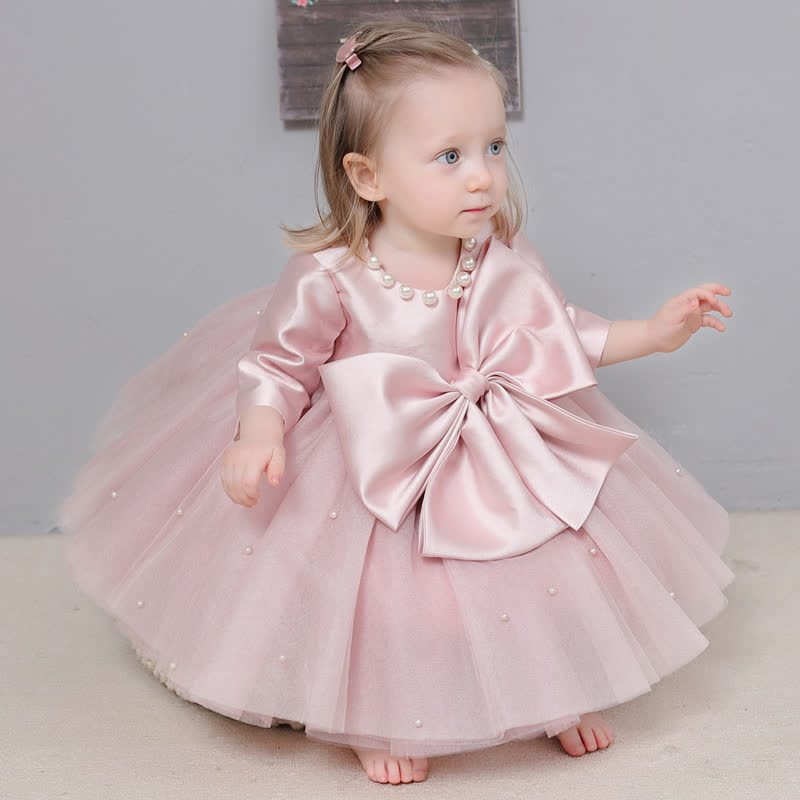 Satin Bow Long Sleeve Midi Dresses - image 3